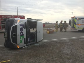 Three people were injured Friday when a tractor-trailer collided with a car on Highway 3 at the intersection of Sexton Side Road.