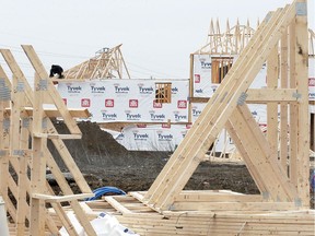 New homes go up on Lakewood Cresent near Rourke Line Road on March 28, 2018.