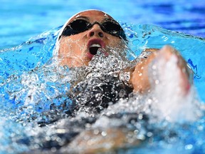 Kylie Masse competes during the Women's 200-metre backstroke final on Day 4 of the Gold Coast 2018 Commonwealth Games in Australia.