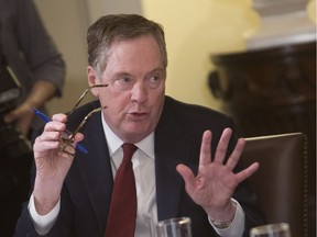 U.S. Trade Representative Robert Lighthizer speaks during a meeting on trade held by U.S. President Donald Trump with governors and members of Congress at the White House on April 12, 2018 in Washington, DC.