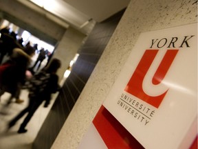 The York University sign is shown in this file photo.