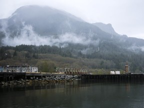 The WoodFibre LNG project site is pictured in Howe Sound south of Squamish, British Columbia.