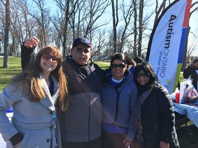 The 6th edition of the Walk/Run for Autism Awareness happened at Seacliff Park in Leamington on Sunday, April 29, 2018. Pictured from left: Autism Ontario Windsor-Essex volunteer Jillian Fenech, 14-year-old Christopher Diab, Ann Obeid-Diab, and Paula LaSala-Filanegri.