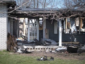 The remnants of a home on Broadway Street in Belle River after a fire on the morning of April 23, 2018.