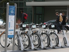A University of Windsor Bike Share station on Wyandotte St. W. is shown on Tuesday, April 10, 2018.