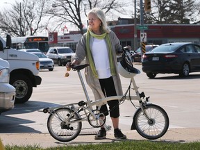 Lori Newton, Executive Director of Bike Windsor Essex, is shown at the most dangerous cycling intersection in Windsor, at Lauzon Parkway and Tecumseh Road East, Thursday, April 26, 2018.