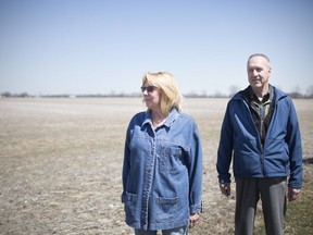 Marianne and Bill Mailloux are pictured near the site of the epicentre of Thursday's earthquake, on their family farm on Alma Street in Amherstburg Friday.