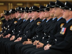 The newest firefighters to join the Windsor Fire Department take part in the recruit graduation ceremony at the Caboto Club in Windsor on Thursday, July 2, 2015.