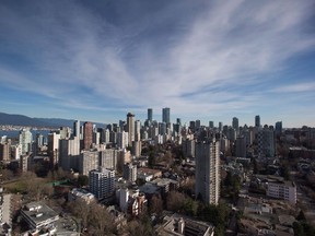 Condos and apartment buildings are seen in downtown Vancouver, B.C., on Feb. 2, 2017. British Columbia's government is moving to ease the province's housing crisis by cracking down on tax evasion in the condominium market and giving municipalities more control over the protection and development of rental housing.