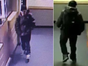 Security camera images of a man who performed an indecent act in front of a female employee on March 28, 2018.