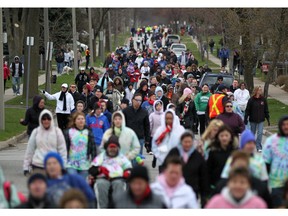 Windsorites participate in the Windsor MS Walk walk down California Avenue April 17, 2011.