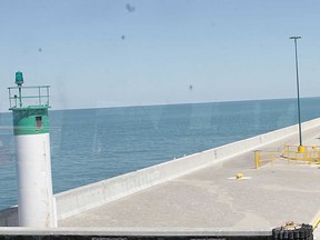A view of the docks from the Pelee Island Ferry in 2012.