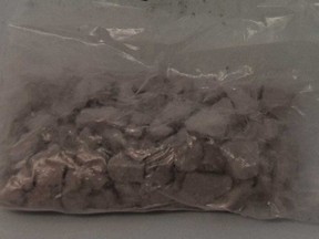 Suspected narcotics seized from a motel room in Windsor on the afternoon of April 14, 2018. Windsor police believe the substance is 'Purple Heroin' - heroin laced with fentanyl.