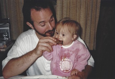 As a child, Amanda eats some of dad’s food.