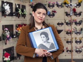 Tara Sievers-Hunt is shown in a mausoleum at the Heavenly Rest cemetery in Windsor on April 6, 2018. The unmarked crypt of Emilia Cundari is in the facility and Seivers-Hunt is raising money for a bronze memorial for Cundari, a famous soprano in the 1950s.
