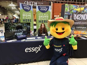 The Town of Essex and its mascot Bloomer were among the exhibitors at the 'Staycation'  event held by Tourism Windsor Essex Pelee Island at the Devonshire Mall on April 28, 2018. The event was meant to promote local tourism to area residents.