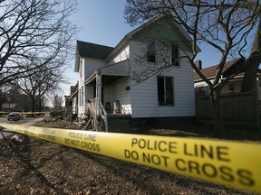 A police line at the scene of house fire at 395 Tuscarora Street in Windsor on the morning of April 2, 2018.