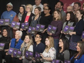 A group photo of award winners is taken at the 3rd Annual Best of Windsor Essex Awards presented by Tourism Windsor Essex Pelee Island at the WFCU Centre, on Tuesday, April 17, 2018.