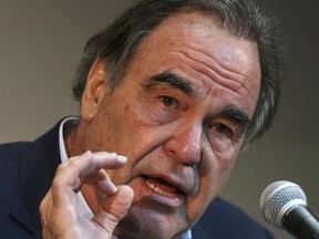 American movie director Oliver Stone speaks during a news conference in the Fajr International Film Festival in Tehran, Iran, Wednesday, April 25, 2018.