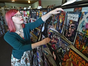 Danica LeBlanc co-owner of Variant Edition is being mobbed on social media for refusing to stock a controversial comic book author at her store in Edmonton, May 12, 2018.