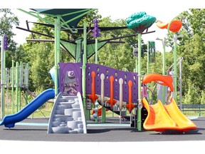 Playground equipment at Elizabeth Kishkon Park on Banwell Road May 29, 2018.