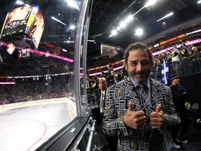 Ice crew chief George Salami, sporting the jacket he loaned to Don Cherry, poses for a photo prior to Game One of the 2018 NHL Stanley Cup final between the Vegas Golden Knights and the Washington Capitals at T-Mobile Arena on May 28, 2018 in Las Vegas.
