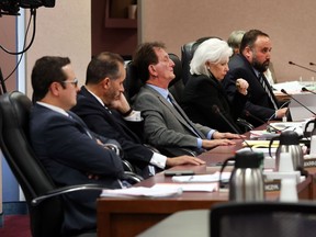 A committee will decide whether councillors should get a raise and, if so, by how much. Here Windsor city councillors, from left, Irek Kusmierczyk,  Bill Marra, Paul Borrelli, Jo-Anne Gignac, and Rino Bortolin listen in on a council meeting Oct. 16, 2017