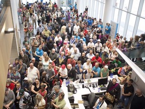 People packed into the new Windsor City Hall on May 26, 2018, for the official ribbon cutting ceremony and a first glimpse.