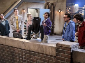 A scene from the 11th season of "The Big Bang Theory" is shown in this undated handout photo. "The Big Bang Theory" will finish its 11th season on Thursday as the most-watched TV show in Canada for an eighth consecutive season. That's the longest consecutive winning streak on record under the current ratings measure and likely the longest in the history of Canadian television. It surpasses winning runs by such ratings powerhouses in the past as "American Idol," "Survivor," "The Cosby Show," "Dallas" and "All in the Family."