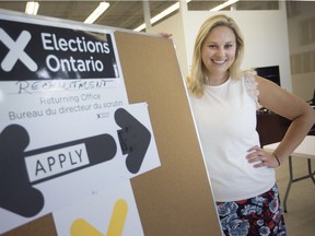 Alison Dillon, a recruitment officer at the Elections Ontario Windsor West office, is shown Friday, May 18, 2018.  The office is currently hiring polling day staff for the upcoming provincial election.