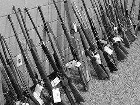 The results of a Gun Amnesty Program held in Regina in 2017 are shown in this file photo.