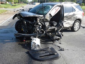 One of the cars involved in a multi-vehicle incident on Malden Road on May 24, 2018.