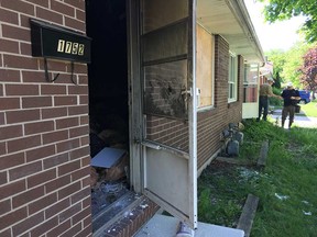 The front door of the home at 1752 McKay Ave. in Windsor where careless smoking resulted in a fire on May 25, 2018.