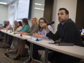 PC candidate for Windsor West, Adam Ibrahim, participates in the All Candidates Meeting on Healthcare: Who wins? Who loses, at the University of Windsor's School of Social Work, Tuesday, May 22, 2018.