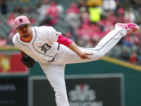 Detroit Tigers pitcher Blaine Hardy throws against the Seattle Mariners in the first inning of a baseball game in Detroit, Sunday, May 13, 2018.