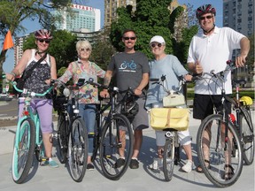 Participants in the Wednesday night WEPride Ride prepare to head out for a cruise on May 23, 2018. Left to right are Janice Brown, Jennifer Escott, Justin Lafontaine, Lori Newton and Mike Cardinal.