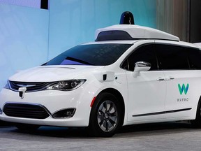 A Chrysler Pacifica equipped with Waymo self-driving technology is shown in this January 2017 file photo.