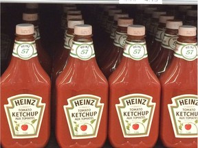 Heinz Ketchup on a shelf.