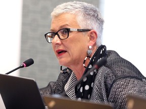 Leamington's deputy mayor, Hilda MacDonald, shown here during an Essex County council debate on June 6, 2018, has announced she's running for mayor in the fall.