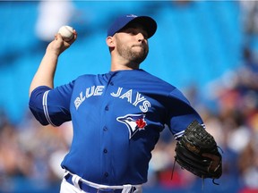 Marco Estrada #25 of the Toronto Blue Jays delivers a pitch in the first inning during MLB game action against the Washington Nationals at Rogers Centre on June 16, 2018, in Toronto.