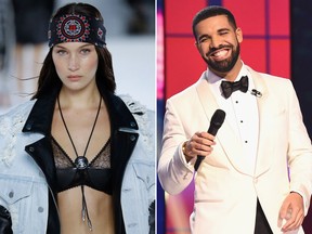 Bella Hadid and Drake. (JP Yim/Getty Images/Michael Loccisano/Getty Images for TNT)
