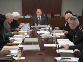 A meeting of the Windsor Police Services Board on Sept. 14, 2017. Windsor Mayor Drew Dilkens sits as the board's chair.