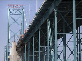 The Ambassador Bridge is pictured on  April 12, 2018.
