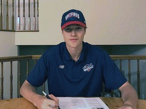 Second-round pick Kyle McDonald signed on with the Windsor Spitfires on Thursday.    Image courtesy of the Windsor Spitfires / Windsor Star