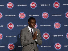 Detroit Pistons new head coach Dwane Casey acknowledges the audience after being introduced at an NBA basketball news conference in Detroit, Wednesday, June 20, 2018.