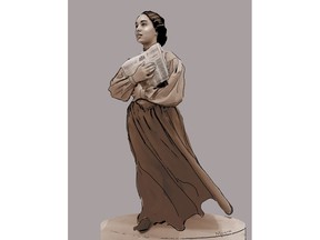 Donna Mayne's artist concept rendering of the sculpture of 19th century human rights activist Mary Ann Shadd. Once complete, the sculpture will be displayed outside the University of Windsor's downtown School of Social Work building.