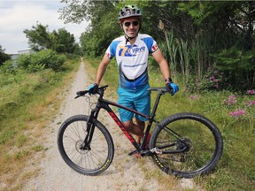 Mountain bike enthusiast Rob Lovell is shown on the Chrysler Canada Greenway trail in Oldcastle on June 21, 2018. Local mountain bikers are asking the Essex Region Conservation Authority whether there can be a single-track natural trail for their use beside the existing Greenway trail.