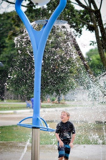 Water is everywhere at Colchester Beach, including in the splash pad play area.