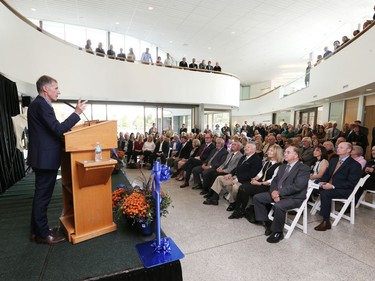 Windsor president Alan Wildeman speaks during the official opening of the Stephen and Vicki Adams Welcome Centre at the University of Windsor, on Oct. 2, 2015.