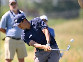 Windsor, Ontario. July 8, 2018.Tournament winner Mark Anguiano hits from the 15th tee during Windsor Championship, a Mackenzie Tour PGA Canada event held at Windsor's Ambassador Golf Club Sunday July 8, 2018.